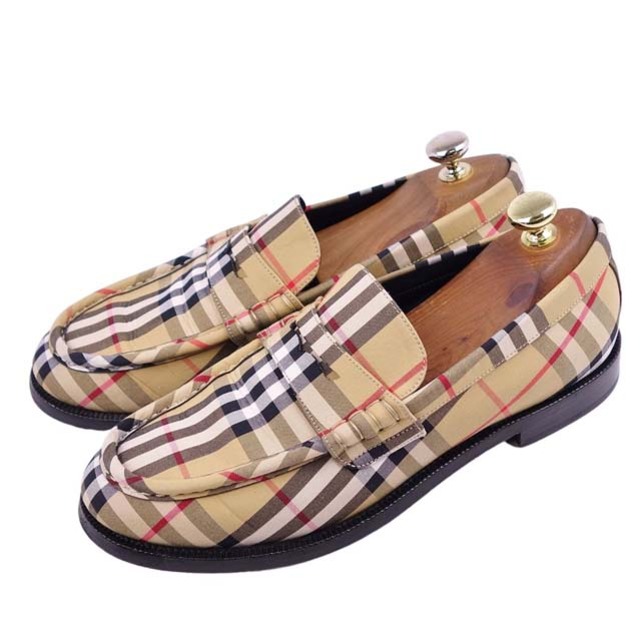 BURBERRY バーバリー キャンバス ローファー 40 メンズ ベージュ-