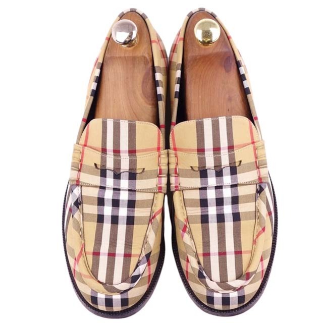 BURBERRY バーバリー キャンバス ローファー 40 メンズ ベージュ-