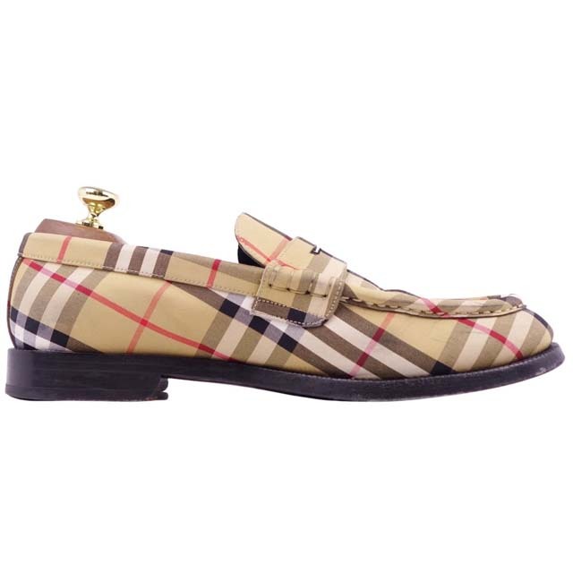 BURBERRY バーバリー キャンバス ローファー 40 メンズ ベージュ-