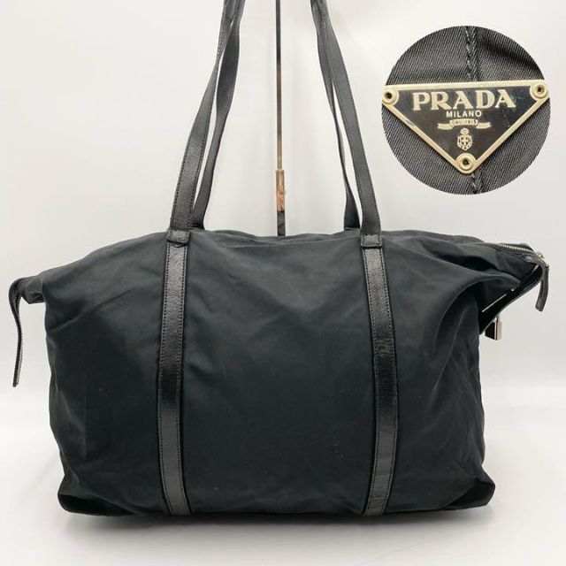 【専用】プラダ　PRADA トートバッグ　ブラック　ナイロン　三角ロゴ　レザー