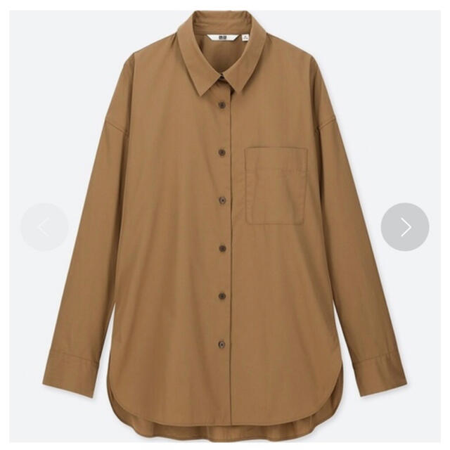 UNIQLO(ユニクロ)の新品　ユニクロ　エクストラファインコットンシャツ　レディース　ブラウン　茶色　M レディースのトップス(シャツ/ブラウス(長袖/七分))の商品写真