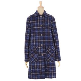 バーバリーブルーレーベル(BURBERRY BLUE LABEL)のバーバリー ブルーレーベル コート ステンカラーコート チェック ツイード(ブルゾン)