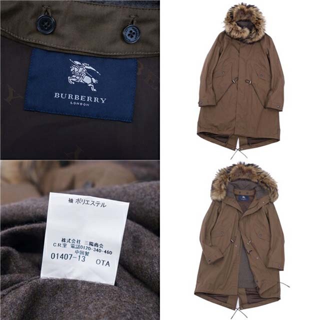 BURBERRY LONDON バーバリーロンドンラクーンファーモッズコート-