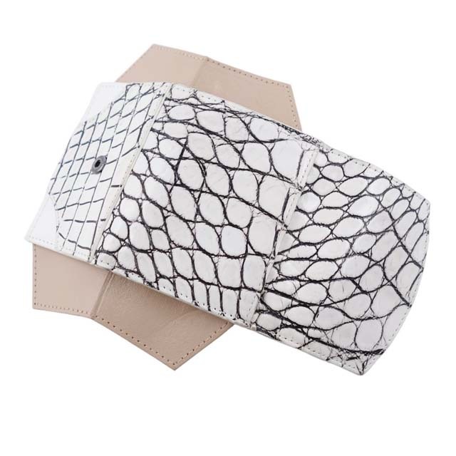 美品*目地染めマットクロコダイルコンビ*クロコ型押しレザー