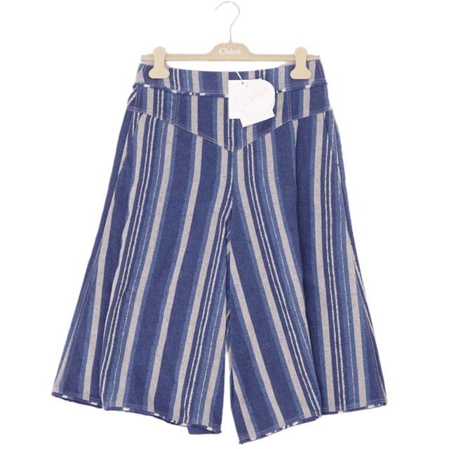 クロエ パンツ 2017SS ワイド ガウチョパンツ ストライプ コットン クロエ パンツ 2017SS ワイド ガウチョパンツ ストライプ コットン