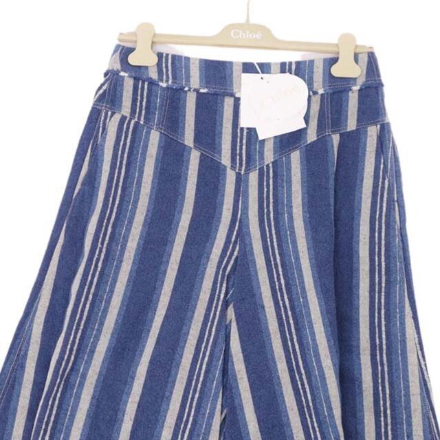 【新発売】パンツクロエ パンツ 2017SS ワイド ガウチョパンツ ストライプ コットン