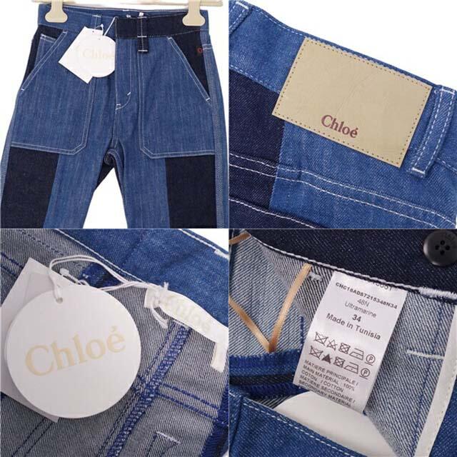 Chloe(クロエ)のクロエ パンツ デニム パッチワーク ハーフパンツ ショートパンツ ショーツ レディースのパンツ(ショートパンツ)の商品写真