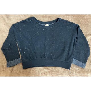 ザラ(ZARA)のZARA ザラ クロップド丈 七分丈 トップス スウェット 黒 美品(トレーナー/スウェット)