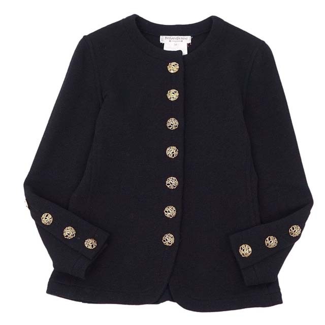 Saint Laurent - イヴサンローラン ジャケット ノーカラー ウール 金