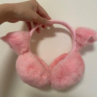 耳当て　earmuff イヤーマフ　猫耳　ピンク(イヤーマフ)