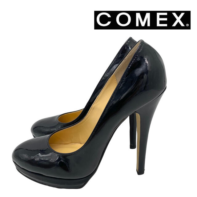 COMEX コメックス エナメル 厚底 パンプス 黒 ブラック 23.5cm