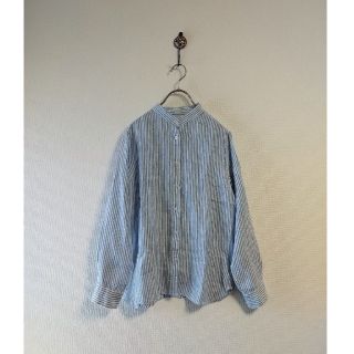 ユニクロ(UNIQLO)のUNIQLO✺バンドカラー リネンシャツ M(シャツ/ブラウス(長袖/七分))