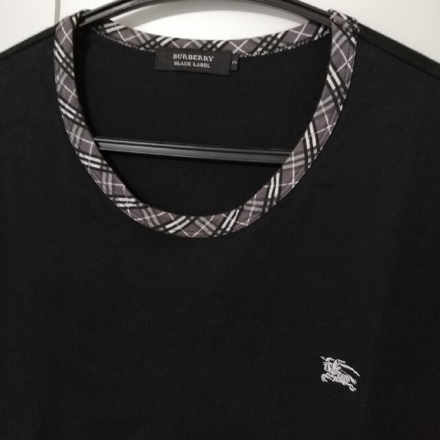 BURBERRY BLACK LABEL(バーバリーブラックレーベル)の美品 バーバリーブラックレーベル 袖ノバチェック 半袖 Tシャツ 黒×グレー メンズのトップス(Tシャツ/カットソー(半袖/袖なし))の商品写真