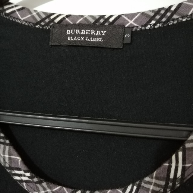 美品 バーバリーブラックレーベル 袖ノバチェック 半袖 Tシャツ 黒×グレー