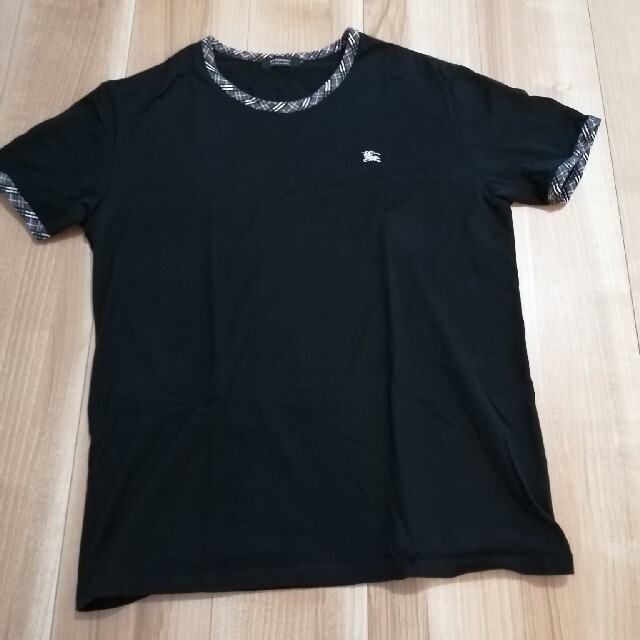 BURBERRY BLACK LABEL(バーバリーブラックレーベル)の美品 バーバリーブラックレーベル 袖ノバチェック 半袖 Tシャツ 黒×グレー メンズのトップス(Tシャツ/カットソー(半袖/袖なし))の商品写真