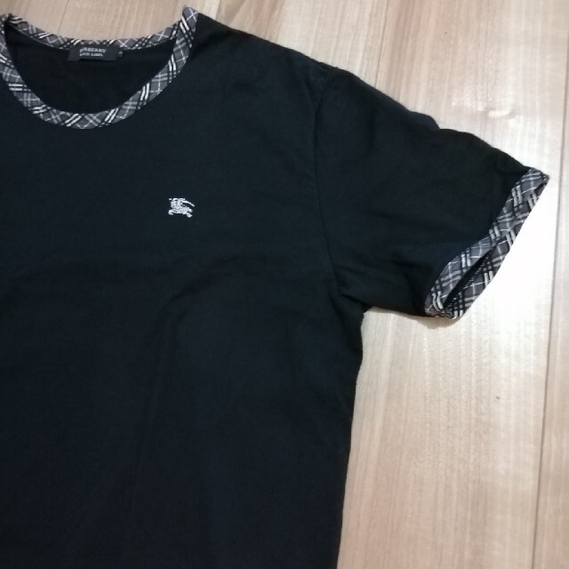 BURBERRY BLACK LABEL(バーバリーブラックレーベル)の美品 バーバリーブラックレーベル 袖ノバチェック 半袖 Tシャツ 黒×グレー メンズのトップス(Tシャツ/カットソー(半袖/袖なし))の商品写真