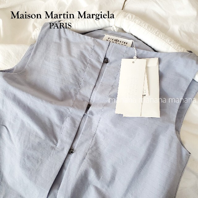 Maison Martin Margiela(マルタンマルジェラ)のメゾン マルタン マルジェラ コットン ストライプ シャツ ブルー レディースのトップス(シャツ/ブラウス(半袖/袖なし))の商品写真