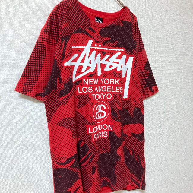 STUSSY(ステューシー)のステューシー　stussy 半袖　Tシャツ　レッド　M 希少デザイン メンズのトップス(Tシャツ/カットソー(半袖/袖なし))の商品写真