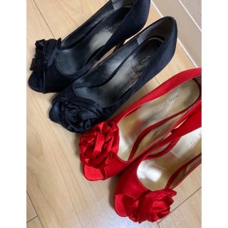 ナインウエスト(NINE WEST)の8/8〆◎ナインウエスト黒ブラック赤パンプス23ヒールGUザラダイアナドレス好(ハイヒール/パンプス)