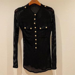 本物 美品 バルマン タイガー ショルダー 金ボタン ニット スウェット