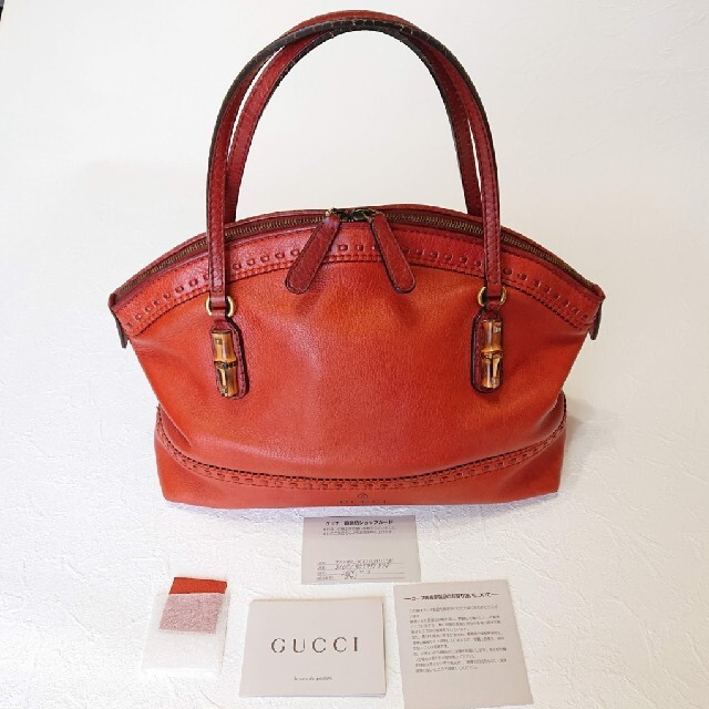 GUCCI バンブーハンドバッグ オレンジブラウン GUCCI バンブーハンドバッグ オレンジブラウン