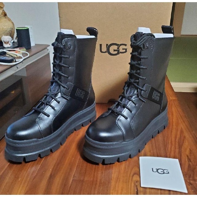 【新品】UGG 防水　本革レザーブーツ　ブラック　25.0cm 4