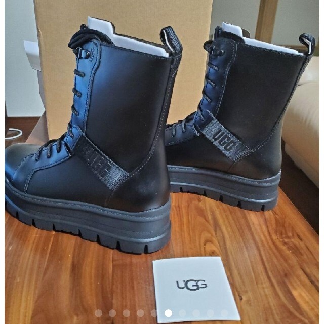 【新品】UGG 防水　本革レザーブーツ　ブラック　25.0cm 5