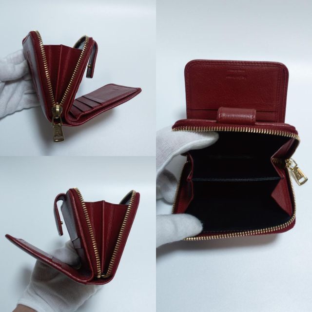 ✨美品✨ サンローラン レザーラウンドファスナー 二つ折り財布 レッド