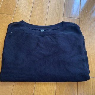 ユニクロ(UNIQLO)のユニクロ　半袖　シースルー　カットソー　ニット　黒　L(カットソー(半袖/袖なし))