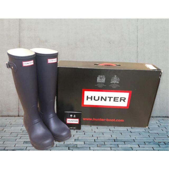 美品HUNTER ハンターレインブーツ長靴ネイビーマットAUBEERGINE - www
