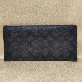 コーチ(COACH)の美品 COACH コーチ ブレスト ポケット ウォレット シグネチャーキャンバス(長財布)