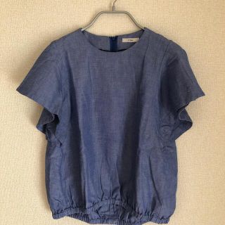 イエナ(IENA)の＊美品＊イエナ＊フリルスリーブブラウス＊ブルーF(シャツ/ブラウス(半袖/袖なし))