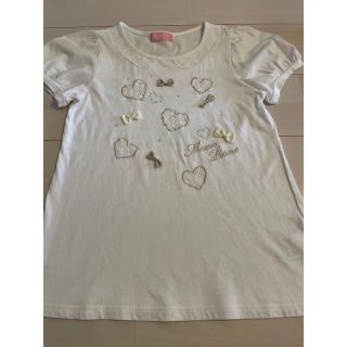 メゾピアノジュニア(mezzo piano junior)のメゾピアノ Tシャツ　160 白　リボン　ハート(Tシャツ/カットソー)