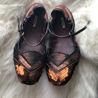 ミュウミュウ(miumiu)のmiu miu kirakira flat shoes🤎(バレエシューズ)