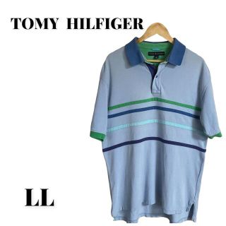 トミーヒルフィガー(TOMMY HILFIGER)のTOMY  HILFIGERトミーヒルフィガー　大きめポロシャツ　ブルー　LL(ポロシャツ)