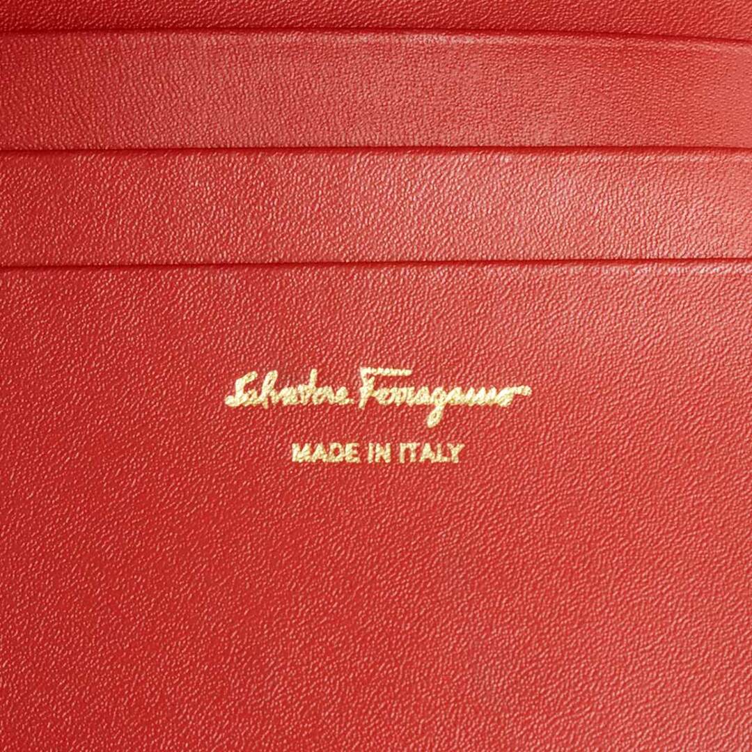 美品　Ferragamo フェラガモ 二つ折財布 ガンチーニラウンド　レッド