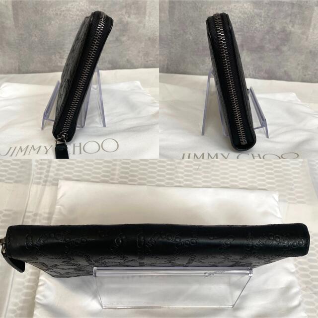 【極美品】JIMMY CHOO BARON ロゴ型 黒 ラージ ラウンド長財布