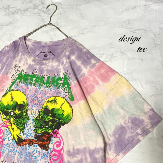 Tシャツ　スカル　　メタリカ vintage ロック　バンド　タイダイ柄