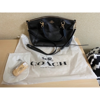 コーチ(COACH)のコーチcoachショルダーバック　黒　美品　保存袋、新品ブラシ新品ブラシ袋付き☆(ショルダーバッグ)