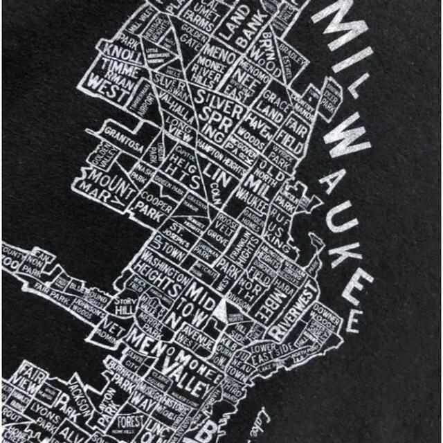 アメリカ輸入古着 ミルウォーキー 地図 ブラック ヴィンテージ Tシャツ 3XL メンズのトップス(Tシャツ/カットソー(半袖/袖なし))の商品写真
