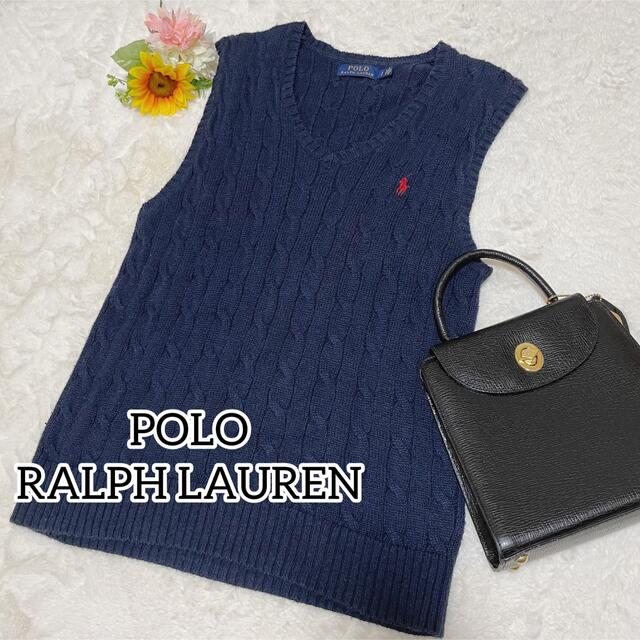 POLO RALPH LAUREN(ポロラルフローレン)のポロラルフローレン　ニット　ベスト　ネイビー　刺繍　Mサイズ レディースのトップス(ベスト/ジレ)の商品写真