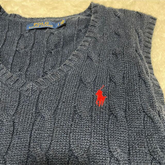 POLO RALPH LAUREN(ポロラルフローレン)のポロラルフローレン　ニット　ベスト　ネイビー　刺繍　Mサイズ レディースのトップス(ベスト/ジレ)の商品写真