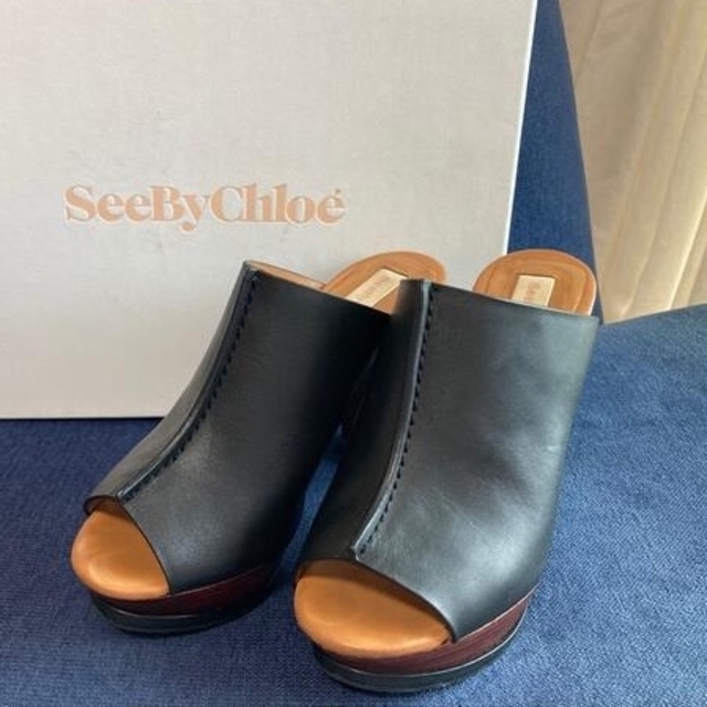 see by chloe サンダル レザー ブラック 最高品質の stockshoes.co
