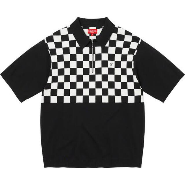 M 黒 Supreme Checkerboard Half Zip Polo