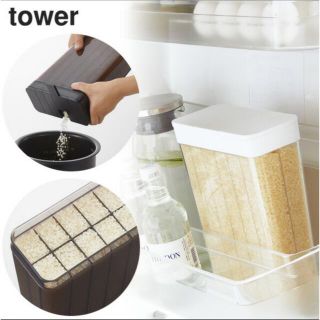 山崎実業 TOWER ライスストッカー　米びつ（ブラック）(容器)