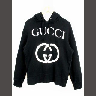 グッチ(Gucci)のグッチ GUCCI 長袖 スウェット パーカー プルオーバー プリント 黒 XS(パーカー)