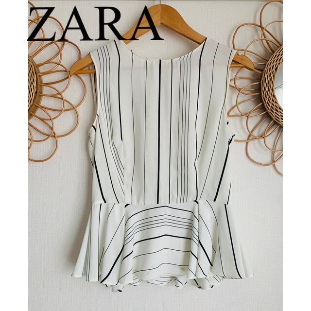 ZARA(ザラ)の新品　ZARA ザラ　トップス　ブラウス　ノースリーブ　ストライプ　人気　完売 レディースのトップス(シャツ/ブラウス(半袖/袖なし))の商品写真