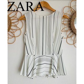 ザラ(ZARA)の新品　ZARA ザラ　トップス　ブラウス　ノースリーブ　ストライプ　人気　完売(シャツ/ブラウス(半袖/袖なし))