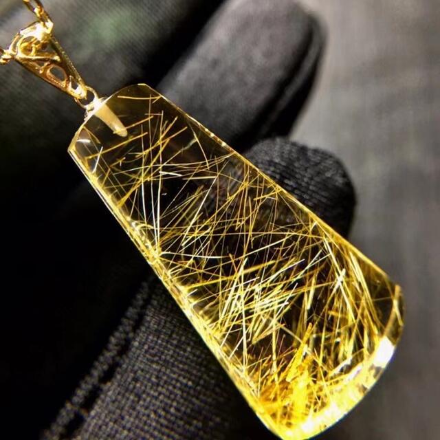 ⭐︎【天然】ゴールド ルチル クオーツ ペンダントトップ k18 4.9g