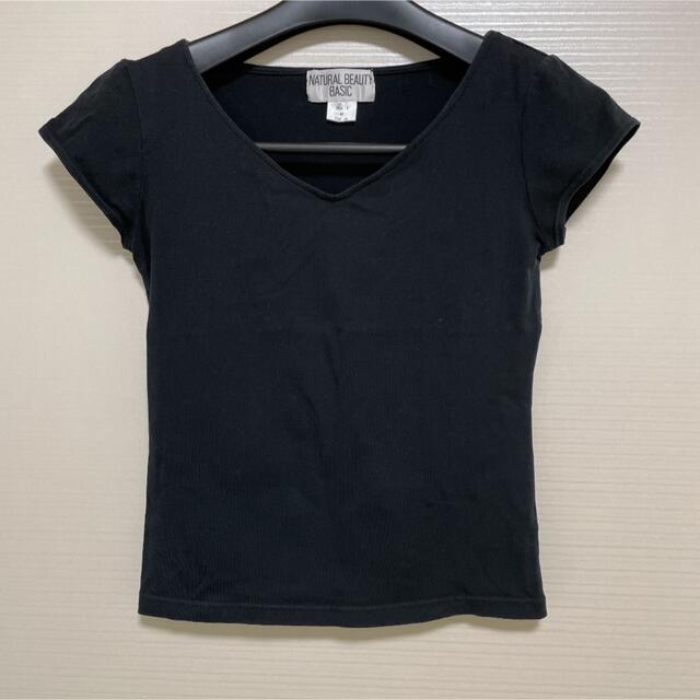 NATURAL BEAUTY BASIC(ナチュラルビューティーベーシック)のナチュラルビューティー　Tシャツ　ブラック レディースのトップス(Tシャツ(半袖/袖なし))の商品写真